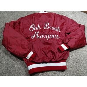 Vtg 80s/90s DeLong Oak Brook Morgans Equestrian Horse Farm Bomber Jacket Small